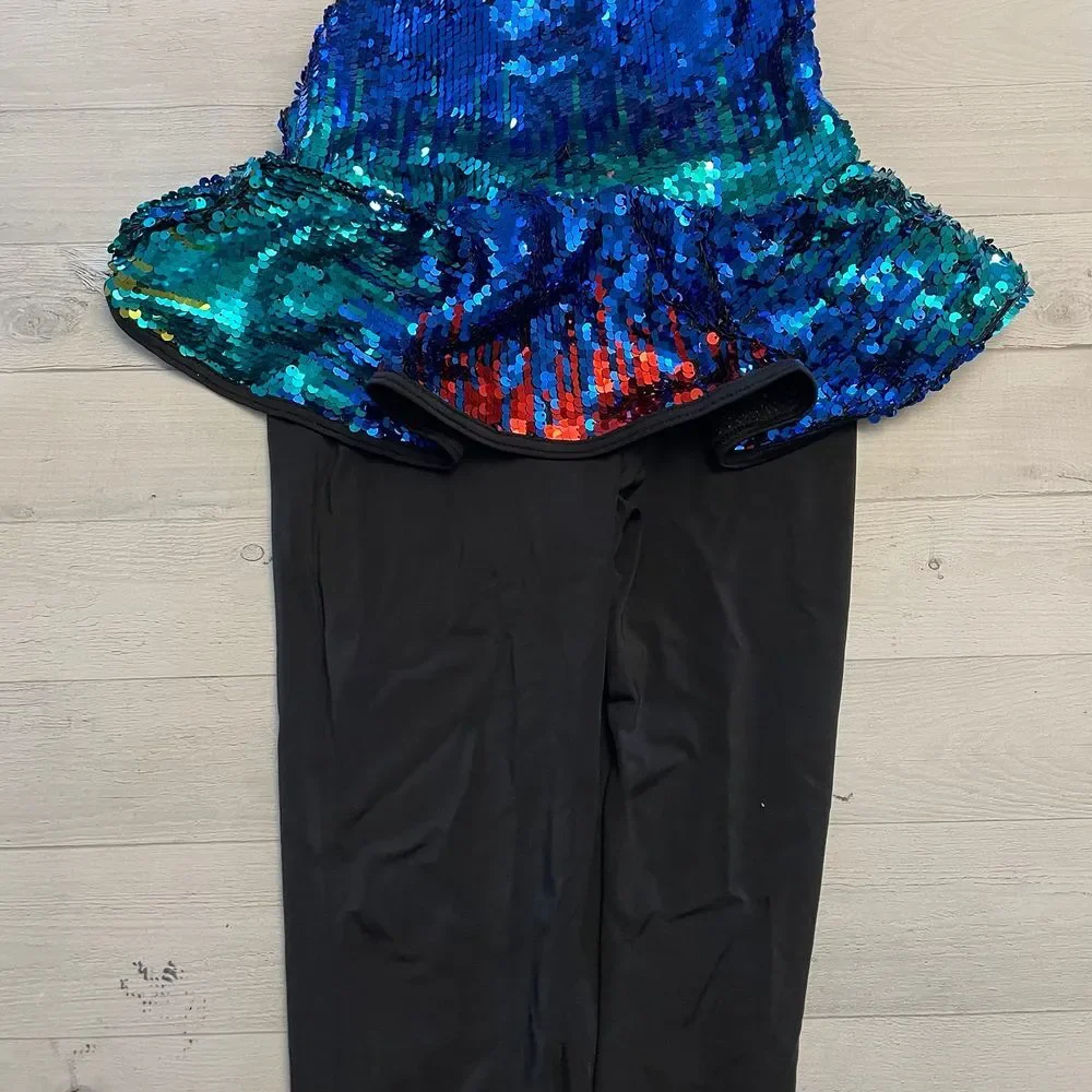 WEISSMAN‎ dance costume Rainbow Sequin Unitard child MC